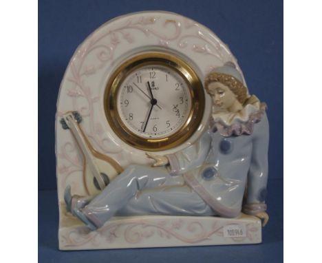 Lladro Pierrot mantle clock number 5778, height 21cm approx