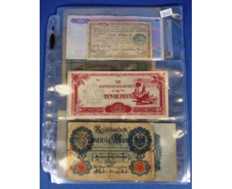 Collection of 21 vintage world banknotes