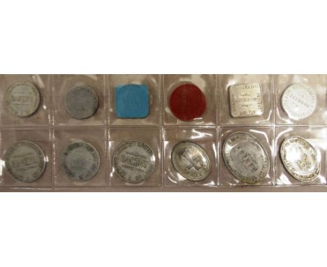 Twelve assorted vintage bread tokens including Lithgow & Newcastle Bakeries