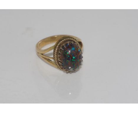 Vintage 9ct gold, boulder opal ring weight: approx 5.8 grams, size: M-N/6 (unmarked - tested as 9ct)