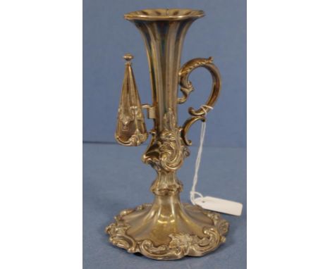 Victorian sterling silver candlestick London circa 1860's (marks rubbed), makers Henry Wilkinson & Co. Embossed decoration, w
