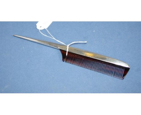 Vintage sterling silver comb marked 'Birks Sterling,' engraved handle and comb top. Length 19cms approx.