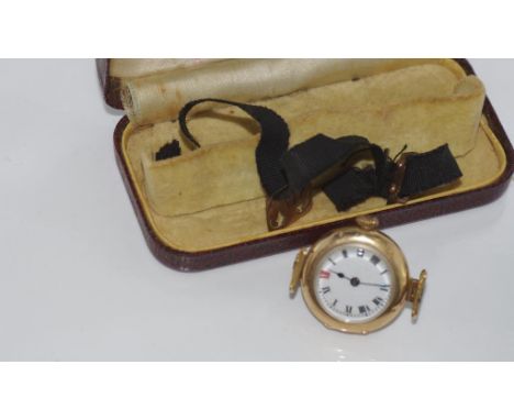 Boxed vintage 9ct gold cased wristwatch with cord for band