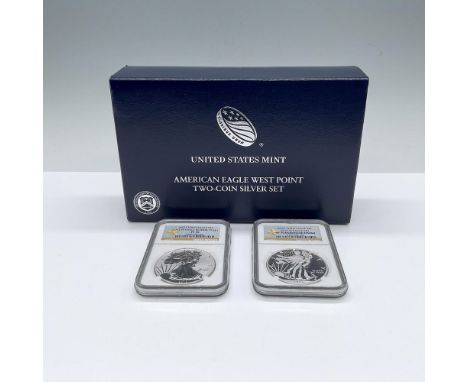 A set of 2 beautiful West Point Mint silver coins, NGC Graded, Proof PF70 and Enhanced Finish SP70. The obverse side depicts 