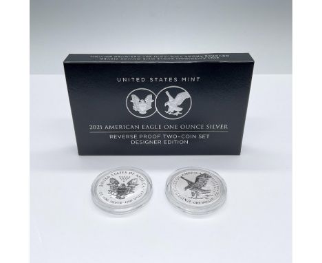1 ounce silver two coin set in original US Mint Packaging. Each have the obverse side with Liberty in full stride, wrapped in