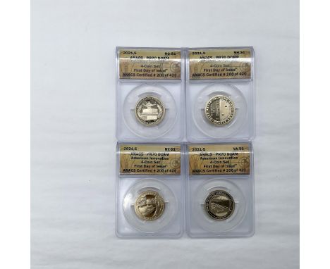 First Day Issue North Carolina, New Hampshire, New York and Virginia ANACSÂ&nbsp; Slabbed and Graded PR70 DCAM. Certified num