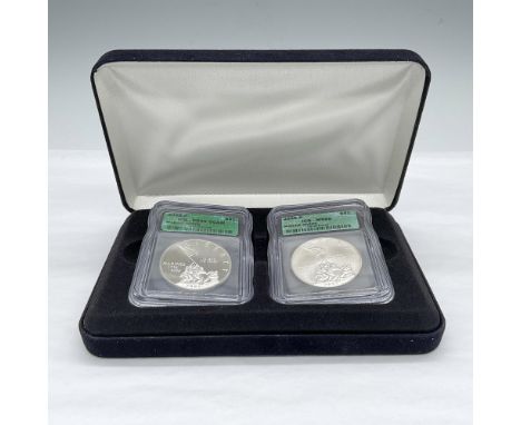 A 230th Anniversary silver dollar set Slabbed and GradedÂ&nbsp;PR69 DCAM, and a silver dollar Slabbed MS69. The obverse featu