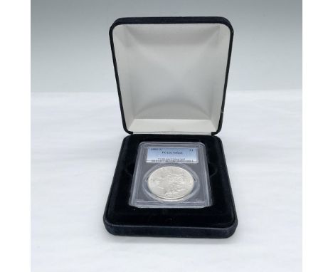 Slabbed and Graded MS64. The obverse design depicts the profile of Liberty in a cap with a small floral crown. The reverse de