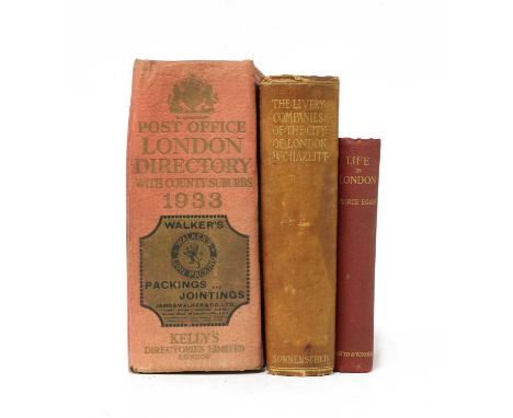 LONDON: 1- KELLY: The Post Office London Directory With County Suburbs For 1933. PP: 2,787+928+preliminary adverts, etc. Orig