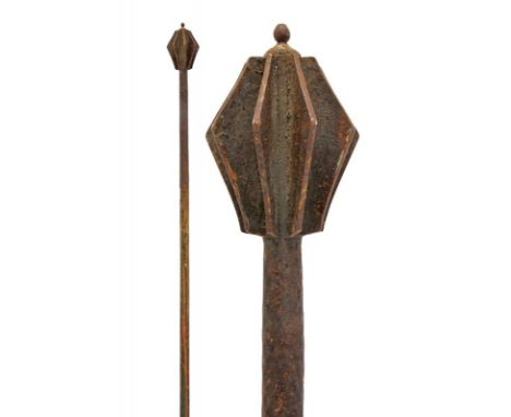 dating: 16th Century provenance: Europe, Iron head of almost triangular shape with nine ribs. At the top an acorn-shaped butt