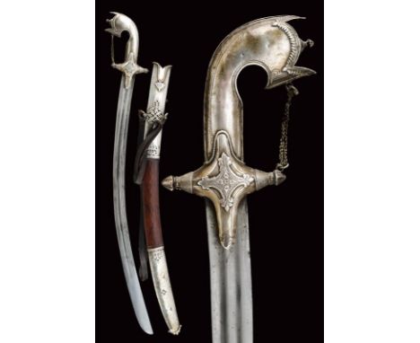 dating: 19th Century provenance: Arabian Peninsula, Wide, slightly curved, single-edged blade with a double central fuller an