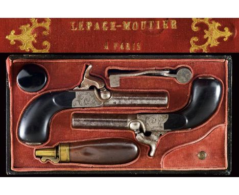 dating: Mid 19th Century provenance: Paris, Smoothbore, round, turn-off, 11 mm cal. barrels; boxlock type frame engraved with