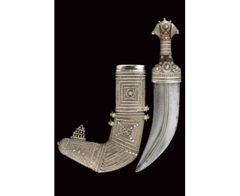 dating: circa 1900 provenance: Arabian Peninsula, Strong, curved, double-edged blade, with central rib. Typical horn grip wit