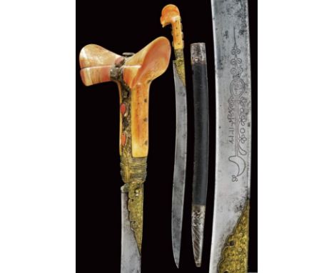 dating: 19th Century provenance: Turkey, Solid, slightly curved, single-edged blade with thin groove near the back, on one si