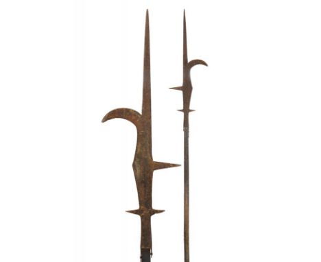 dating: first quarter of the 16th Century provenance: Italy, Spearhead with a cusp blade and a well-marked hook, the back wit