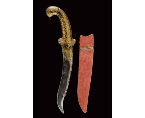 dating: Late 19th Century provenance: India, Interesting, curved, single-and-false-edged blade made of mechanical damask, bas