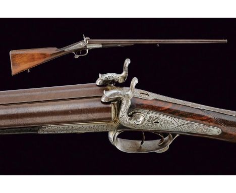 dating: about 1870 provenance: Belgium, Smoothbore, round, twisted, 14 gauge barrels (interior with light pitting and a few s