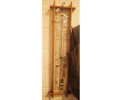 Mercury barometer, thermometer marked Admiral Fitzroys Barometer with original paper liner 