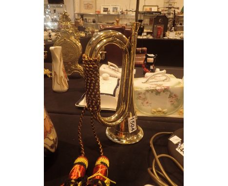 Brass army bugle with chord