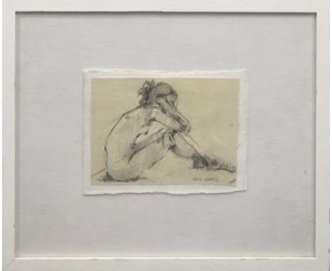 ERIC WARD. Seated nude. Pencil sketch. Signed. 12 x 17cm.
