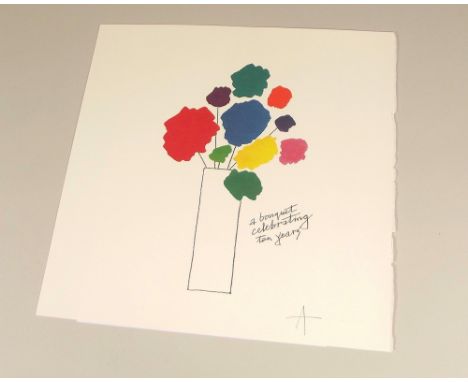 ALAN FLETCHER. 'A Bouquet Celebrating Ten Years'. Silkscreen print. Initialled 'A' in pencil &amp; Spectrum blind stamp. 30 x