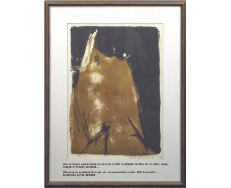 KARL WESCHKE. 'Black &amp; Brown'. Lithograph. Signed &amp; dated '58. Apparently unnumbered. 48.5 x 34.5cm. Image size 46 x 