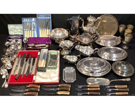 Silver and Plated Ware - Walker &amp; Hall entree dishes; other serving dishes; sauce boats; late 19th/early 20th century tea