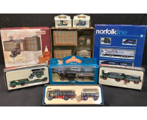 Toys - Lledo BB1002 Brewing In Britain Scammel six wheel box van 'Whitbread' and three piece tin plate brewery, boxed; Corgi 