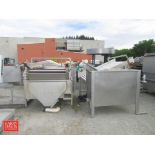 (5) Assorted S/S Rinse Tanks with Plastic Belt Conveyor/Elevators, Including: Tank with Incline