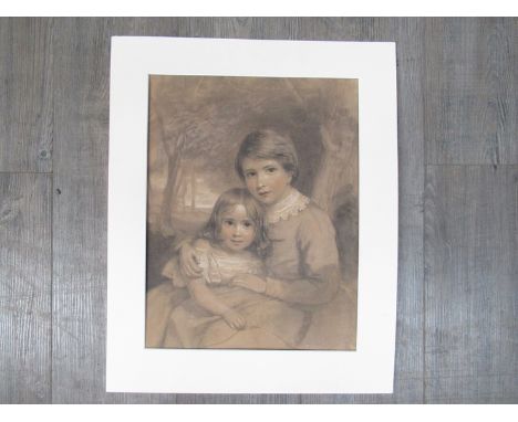 Attributed to Eden Upton Eddis (1812-1901) A pastel on paper portrait of two children believed to be Marmaduke Edmonstone Bro