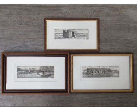 NICHOLAS WARD (b. 1950): Three framed and glazed etchings of railway theme, all pencil signed and dated '88.
