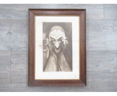 GEORGE A WOTHERSPOON (XX) A framed and glazed lithograph circa 1905, optical illusion print 'Gossip &amp; Satan Came Also'. P