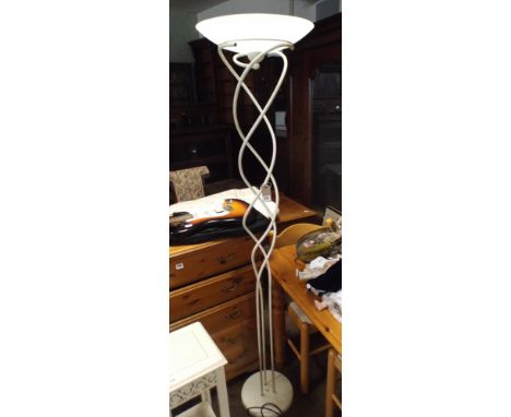 A modern cream and marble finished uplighter standard lamp