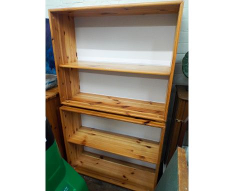 Two 2 shelf pine bookcases 