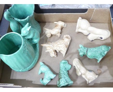 A box of Sylvac pottery, to include jugs and Scotty dog ornaments