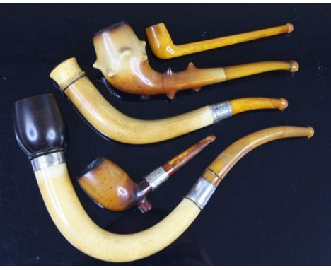 A George V pipe, having a briarwood bowl on a meerschaum stem with silver mounts, Walker and Hall, Birmingham, 1911, 20cm, to