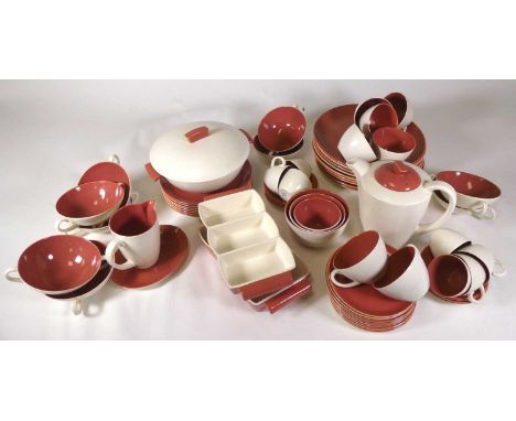 A collection of Poole pottery table wares, pattern 095