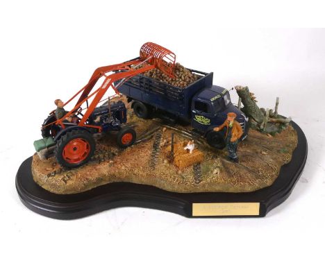 A Country Artists group 'A Vintage Harvest 1957' modelled by Anthony Halls and Bob Price on wooden plinth, width 50cm