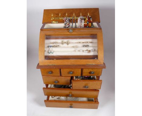 A collection of jewellery to include two pairs of 9ct gold hoop earrings, modernist silver hinged bangle and various costume 