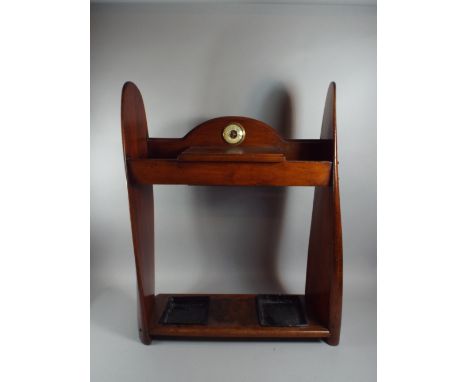 An Early/ Mid 20th Century Mahogany Stick Stand, The Sides Formed by Propeller Blades and having Centre Aneroid Barometer, Tw