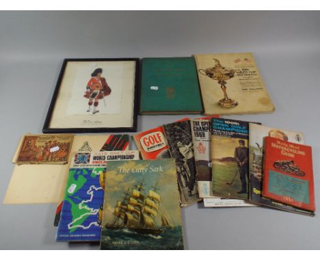 A Collection of Sporting Printed Ephemera to Include Open Golf Championship Programmes for 1969 1971 1974, Official Souvenir 