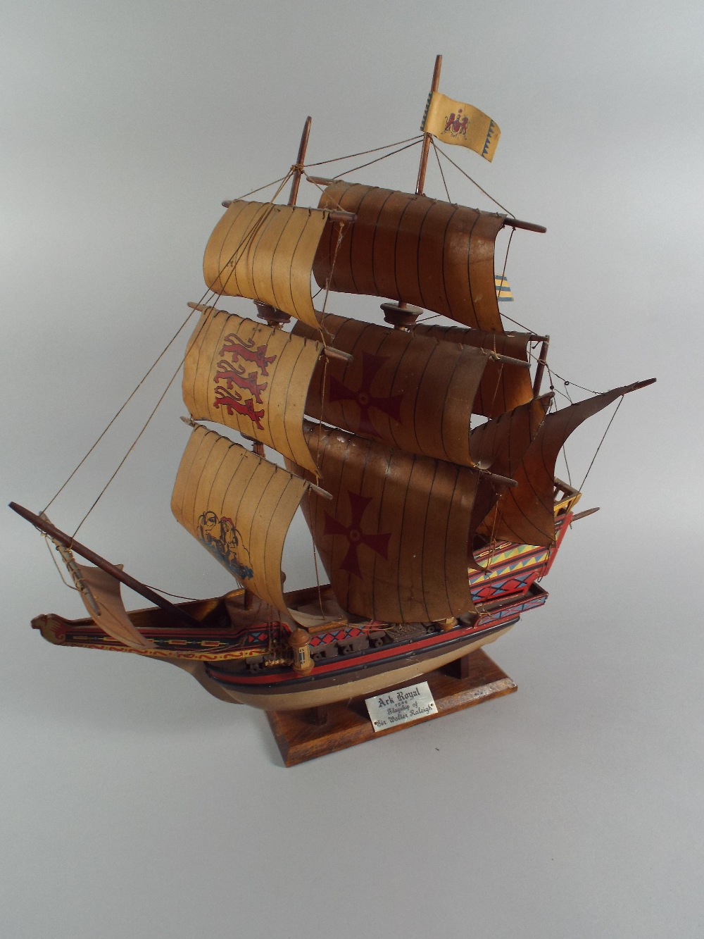 A Painted Wooden Model of The Ark Royal, 1588 Flag Ship of Sir Walter ...