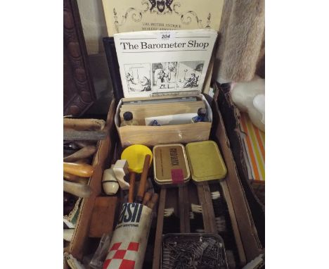 A Box Containing Various Clock Makers Tools and Accessories. 