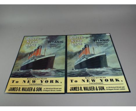 Two Reproduction White Star Line Titanic Enamel Signs 39.5 Cm High. 