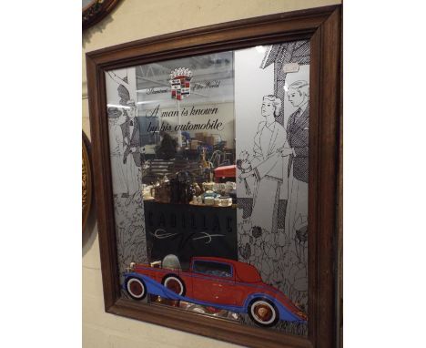 A Reproduction Advertising Mirror for Cadillac, A Man is Known by His Automobile. 