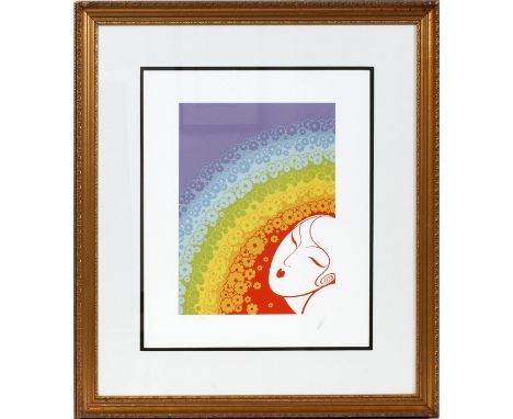 ERTÉ SERIGRAPH, H 18", L 13.25", "RAINBOW IN  BLOSSOM": Romain de Tirtoff [Russian 1892 -  1990]. From the suite "The Twentie