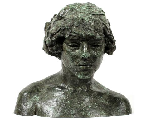 JACOB EPSTEIN [ISRAELI, 1921-2003], BRONZE BUST,  H 14 1/2" W 15", "MEUM": Appears to be  unsigned. Provenance: Garelick's Ga