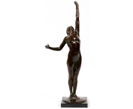HARRIET WHITNEY FRISHMUTH [US 1880-1980] BRONZE  SCULPTURE DATED 1918 H 19 1/2" W 7" "THE STAR":  Signed; also marked "Gorham