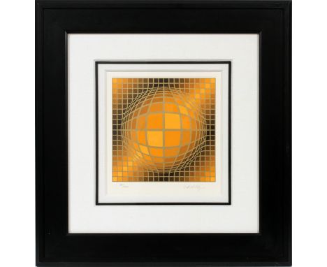 VICTOR VASARELY, COLOR SERIGRAPH, H 10 1/4" X 10  1/4", "BIGA II": Signed lower right and  numbered 1991. From edition of 10.