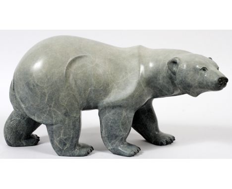 MARY & JACQUES REGAT [ALASKAN CONTEMPORARY  SCULPTORS], BRONZE SCULPTURE, 1997, H 7", W 14",  POLAR BEAR: #38/95; dated; marb